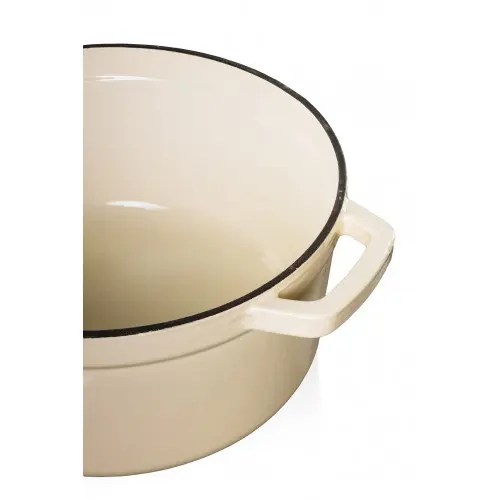 Grandfeu Enamelled Cast Iron Pot in White, 4.7l. With Lid - anydaydirect