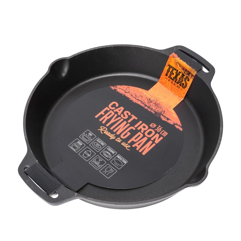 Cast iron frying pan with short handles, 36 cm. - anydaydirect