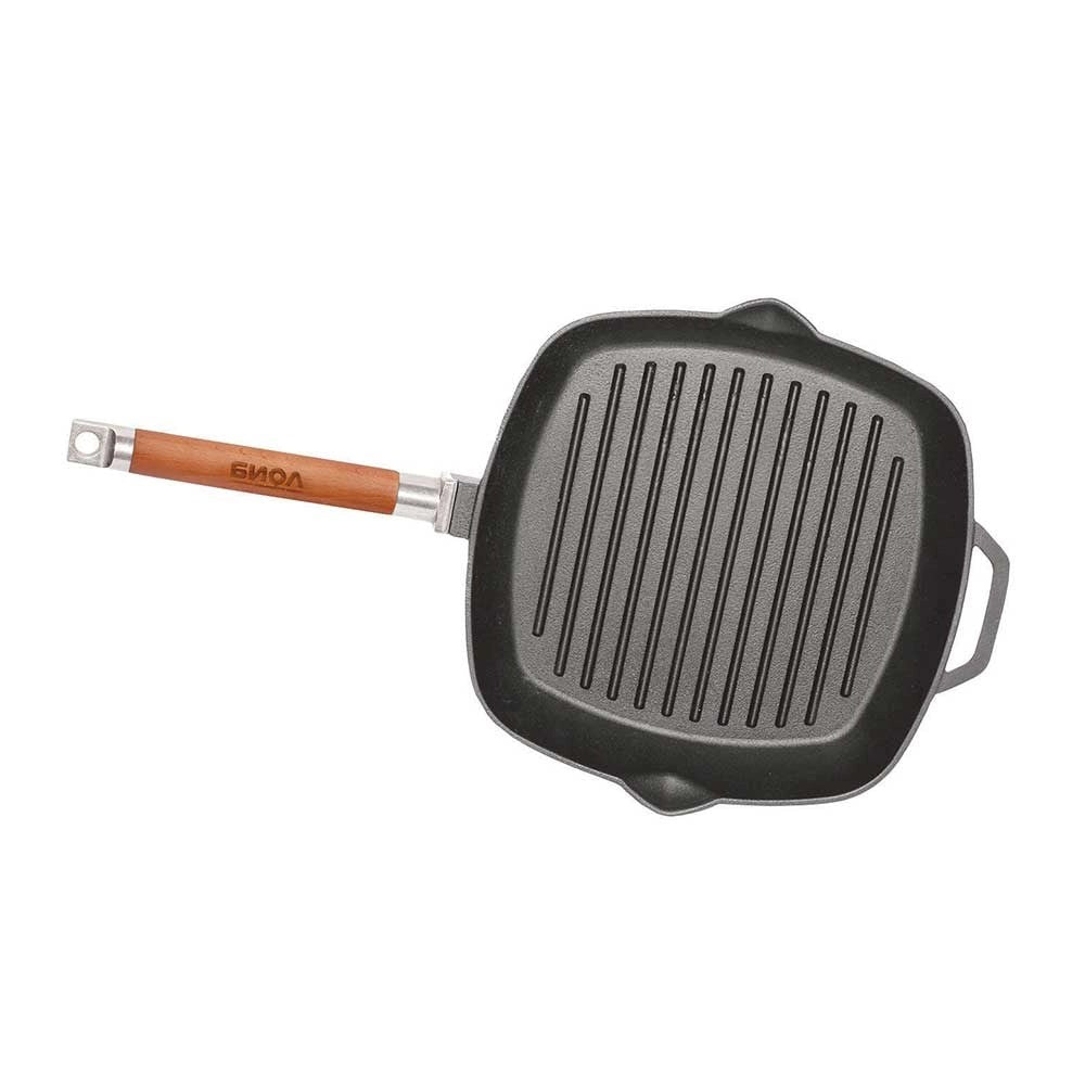 Ribbed cast iron grill frying pan, 280x280mm, H 45mm. - anydaydirect