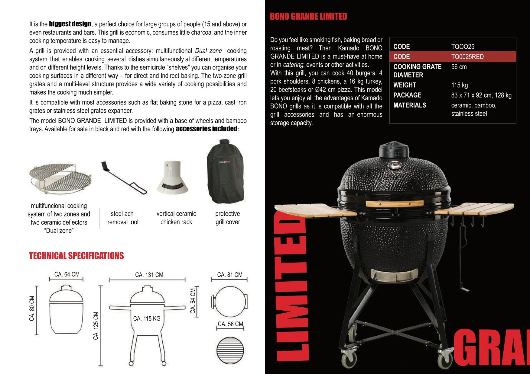 Kamado Bono Limited Ceramic Grill 25" - anydaydirect