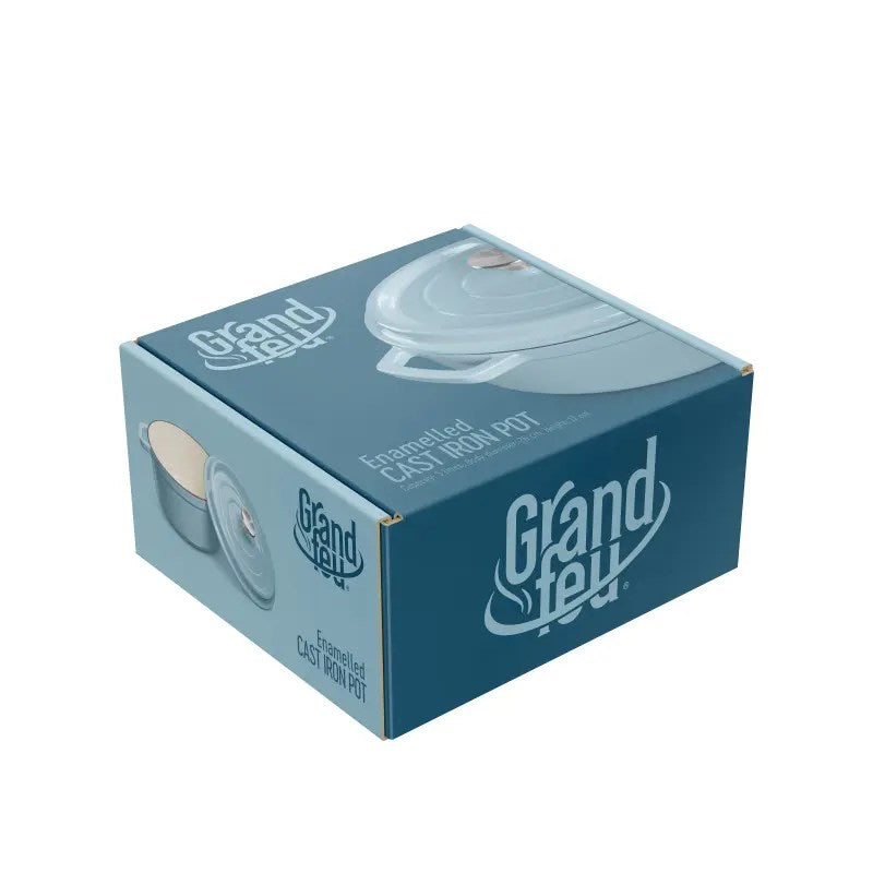 Grandfeu Enamelled Cast Iron Pot in Light Blue, 4.7l. With Lid - anydaydirect
