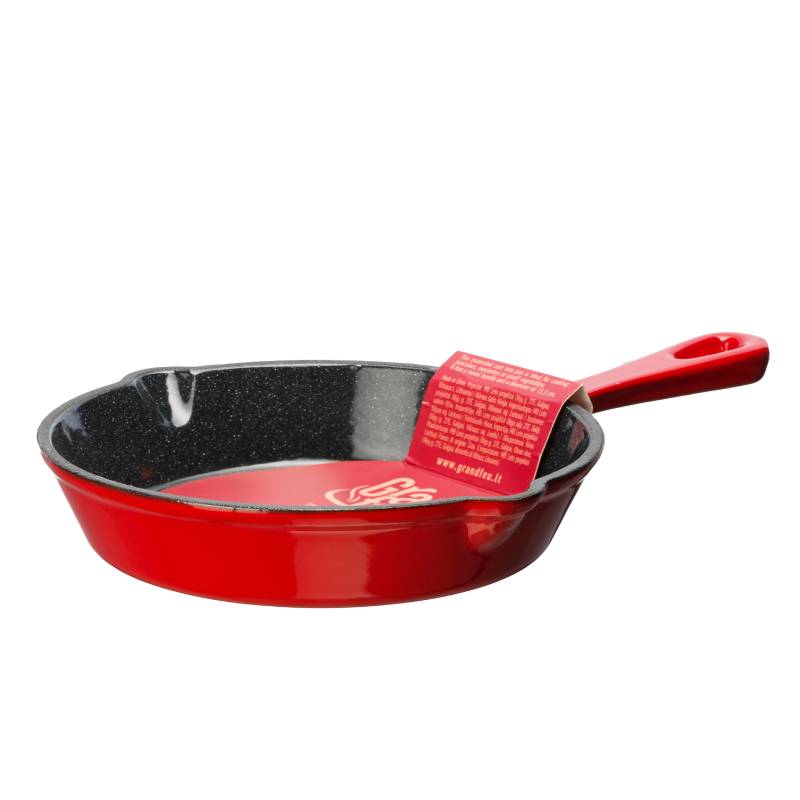 Grandfeu Red Enamelled Cast Iron frying pan, Ø 15.5cm. - anydaydirect
