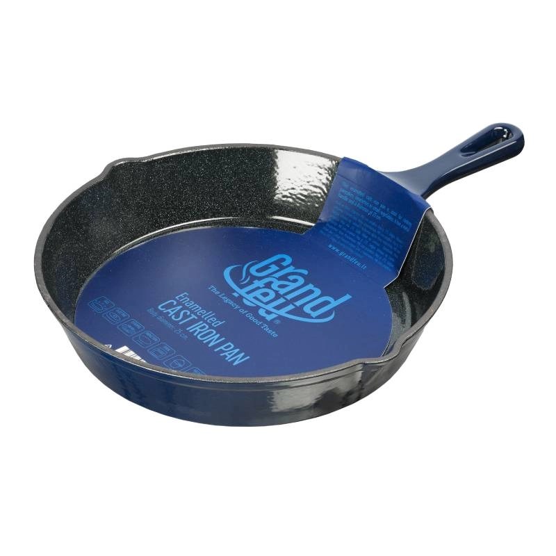 Grandfeu Blue Enamelled Cast Iron frying pan, Ø 25cm. - anydaydirect