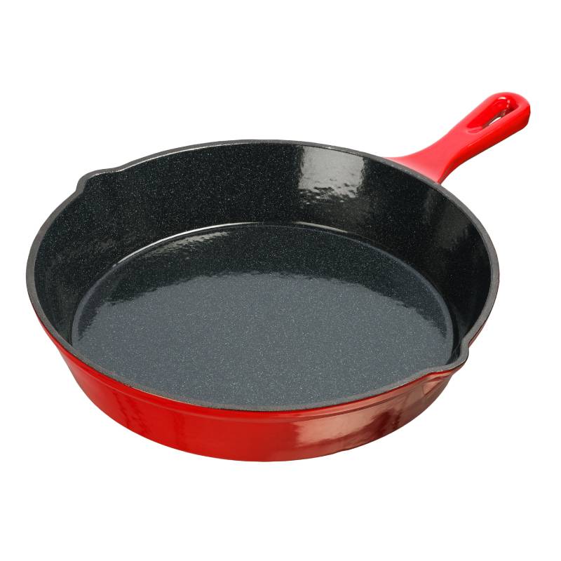 Grandfeu Red Enamelled Cast Iron frying pan, Ø 25cm. - anydaydirect
