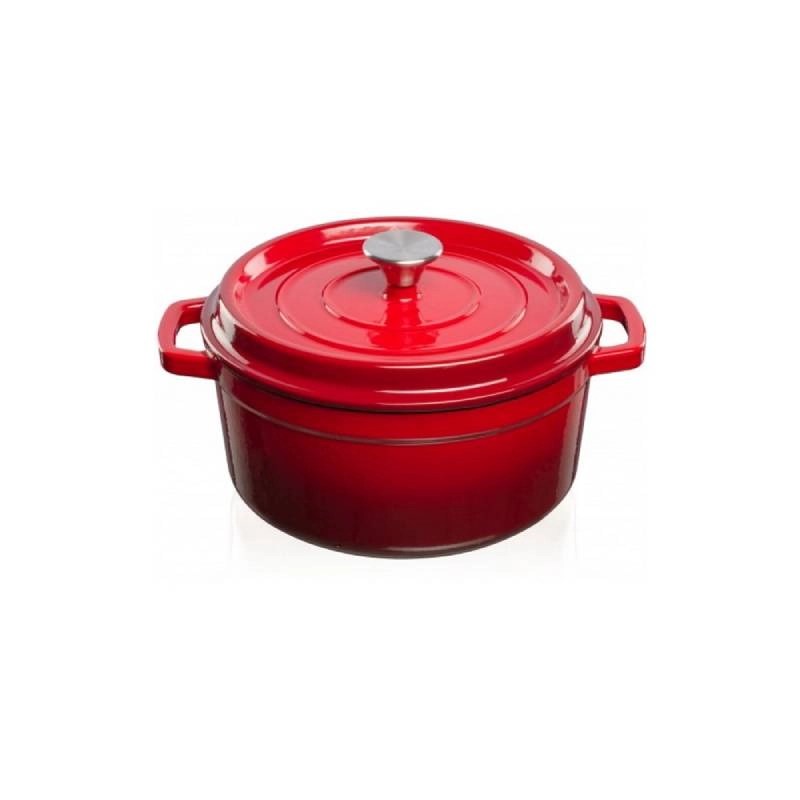 Grandfeu Enamelled Cast Iron Pot in Red, 3.5l. With Lid - anydaydirect