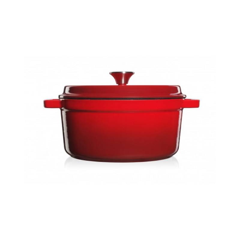 Grandfeu Enamelled Cast Iron Pot in Red, 3.5l. With Lid - anydaydirect