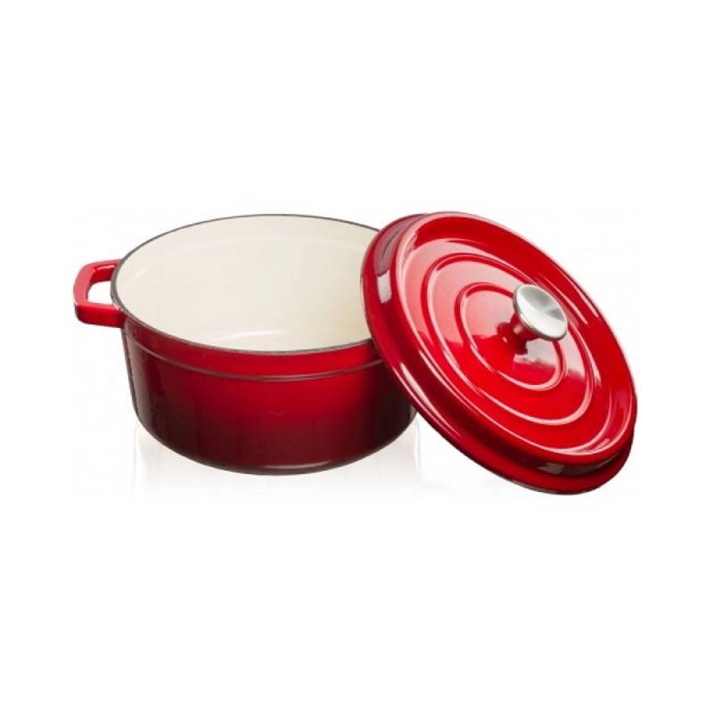 Grandfeu Enamelled Cast Iron Pot in Red, 3.5l. With Lid - anydaydirect
