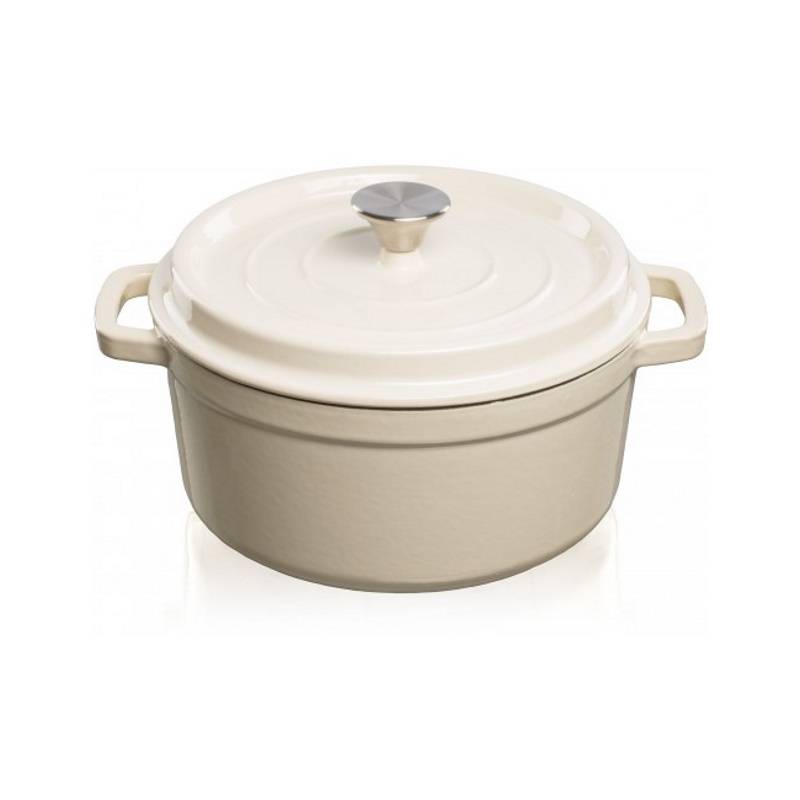Grandfeu Enamelled Cast Iron Pot in White, 3.5l. With Lid - anydaydirect