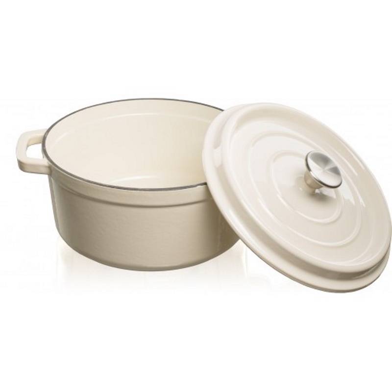 Grandfeu Enamelled Cast Iron Pot in White, 3.5l. With Lid - anydaydirect