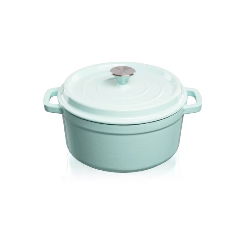Grandfeu Enamelled Cast Iron Pot in Light Blue, 3.5l. With Lid - anydaydirect