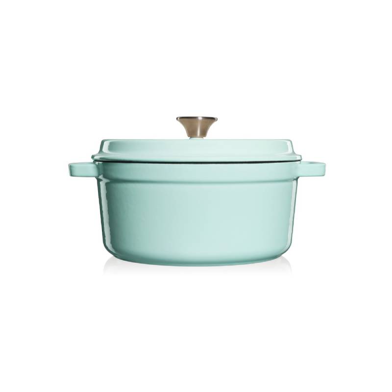 Grandfeu Enamelled Cast Iron Pot in Light Blue, 3.5l. With Lid - anydaydirect