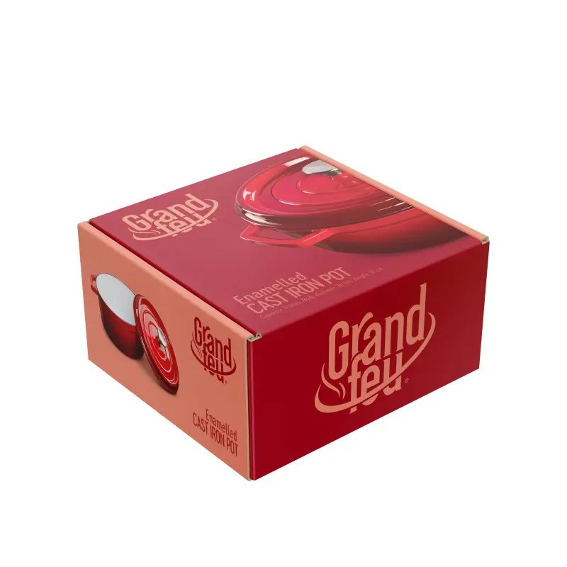 Grandfeu Enamelled Cast Iron Pot in Red, 4.7l. With Lid - anydaydirect