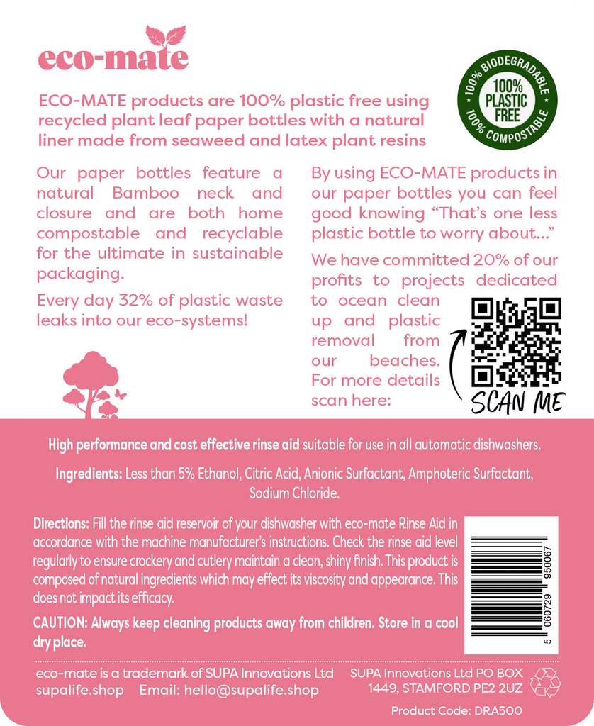 Eco Mate Dishwasher Rinse Aid - 500ml - anydaydirect