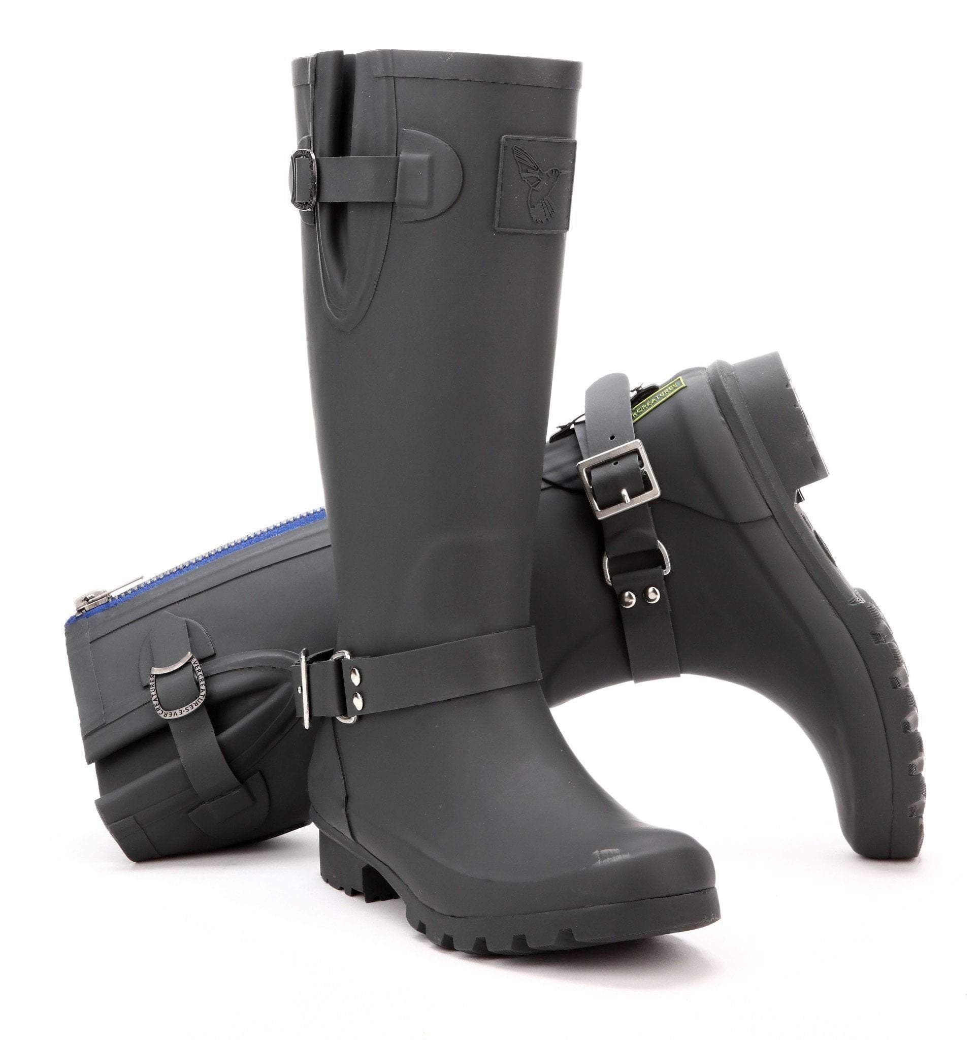 Evercreatures Triumph Charcoal Tall Wellies - anydaydirect