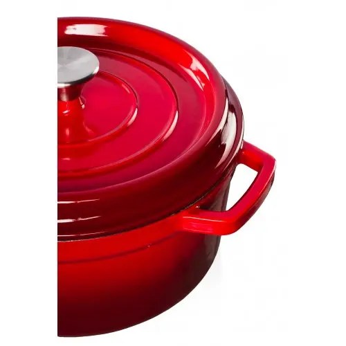 Grandfeu Enamelled Cast Iron Pot in Red, 4.7l. With Lid - anydaydirect
