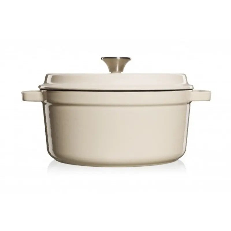 Grandfeu Enamelled Cast Iron Pot in White, 4.7l. With Lid - anydaydirect