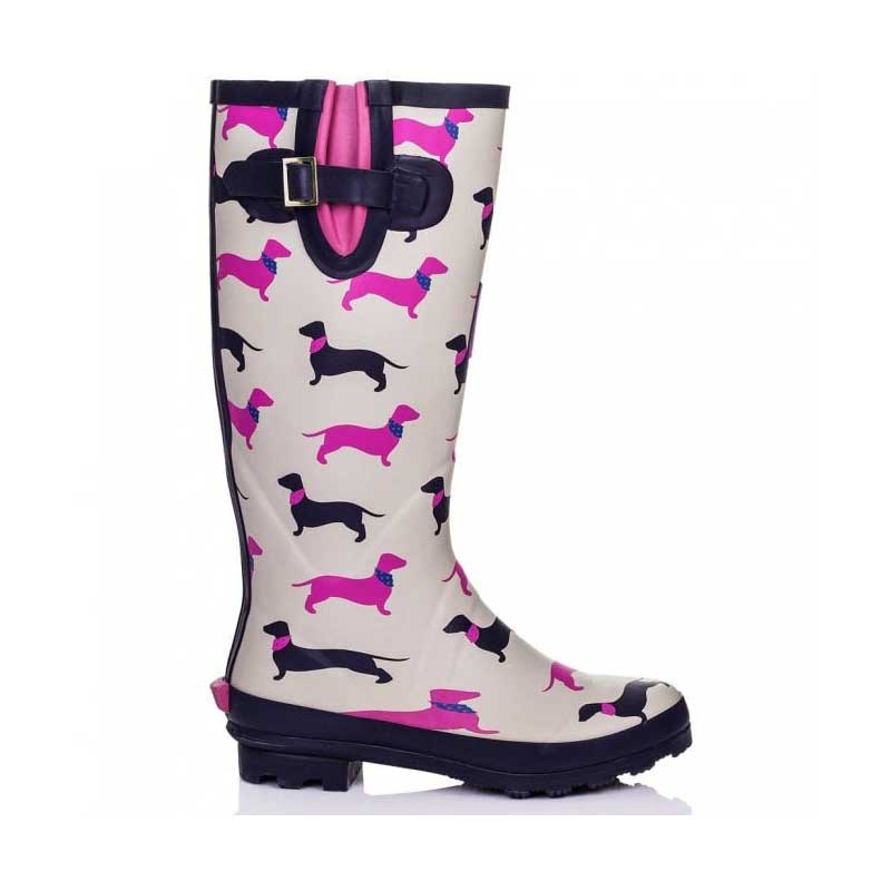 Sausage Dog Tall Printed Wellies | Two Tone- Evercreatures® Official