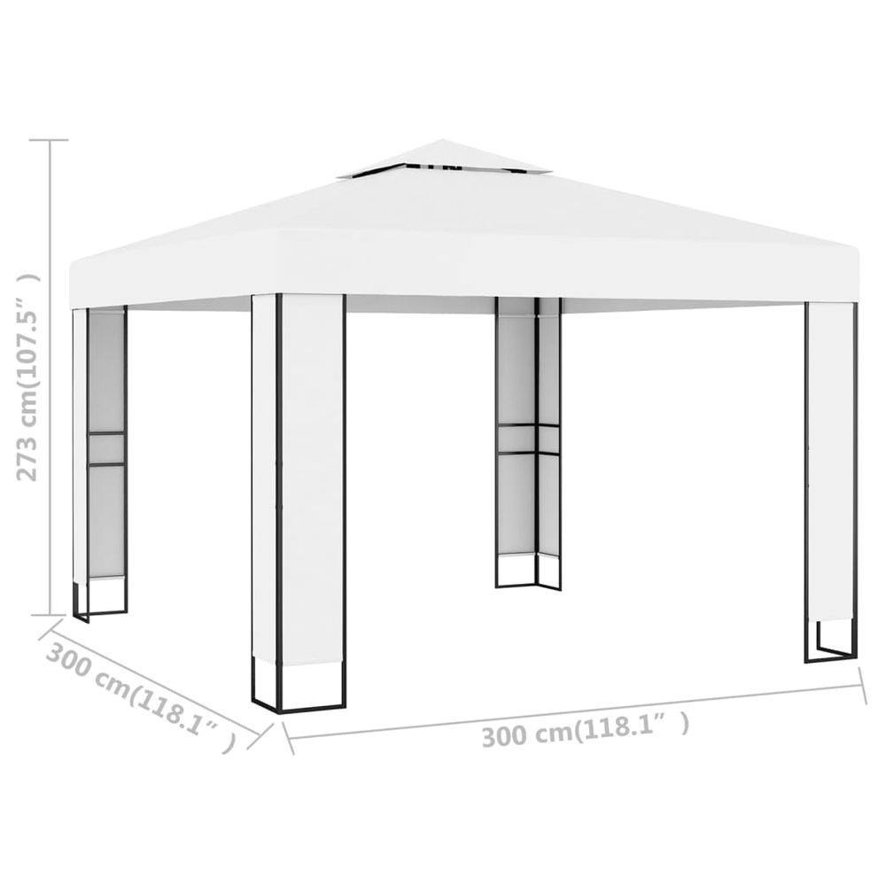 Gazebo with Double Roof 3x3 m White - anydaydirect