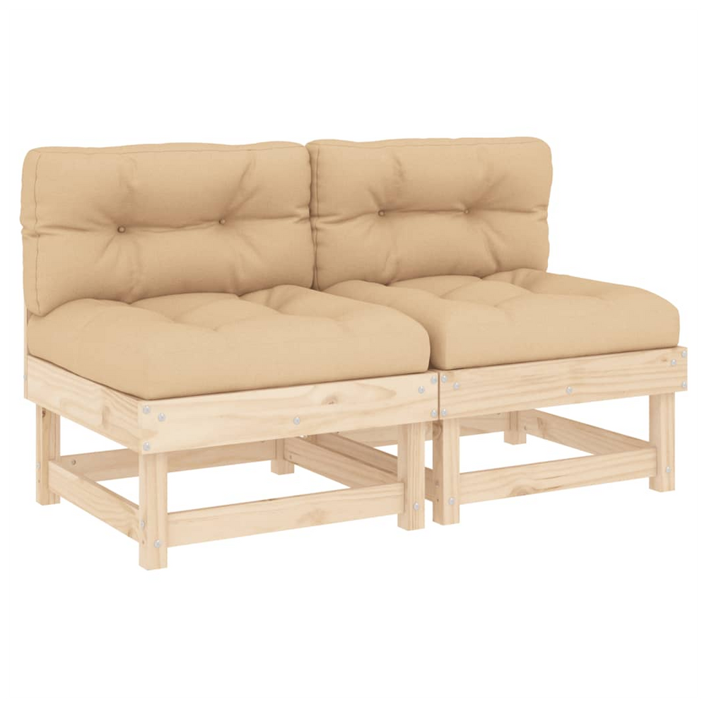 vidaXL Middle Sofas with Cushions 2 pcs Solid Wood Pine - anydaydirect