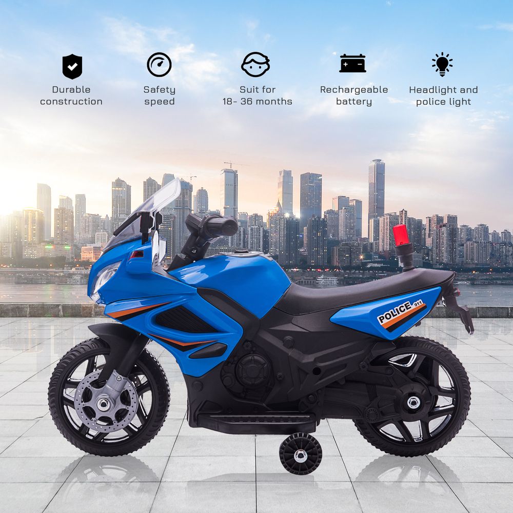 HOMCOM Kids 6V Electric Pedal Motorcycle Ride-On Toy Battery 18-36 months Blue - anydaydirect
