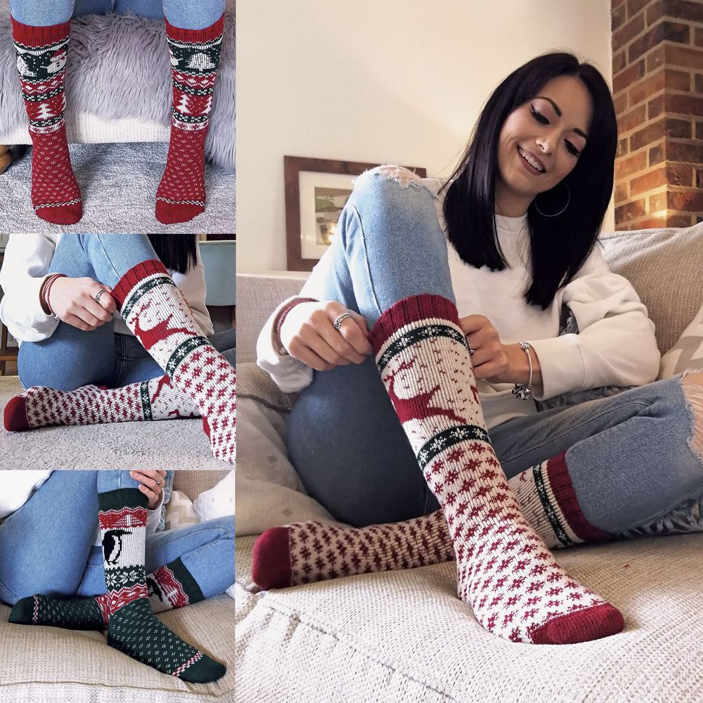 Ladies Wool Xmas Socks - anydaydirect