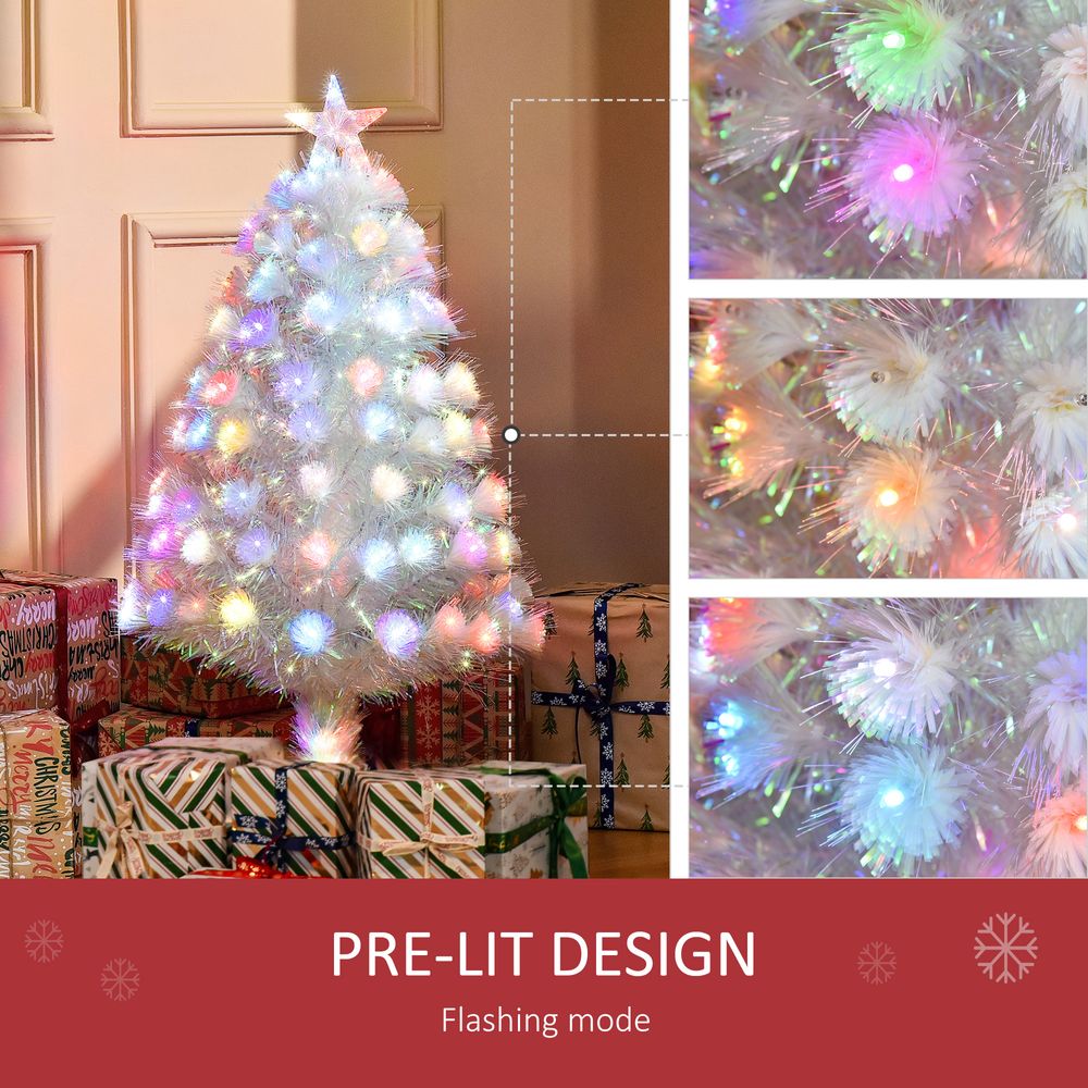 3FT Pre-Lit Artificial Christmas Tree w/ Fibre Optic LED Lights Xmas White - anydaydirect