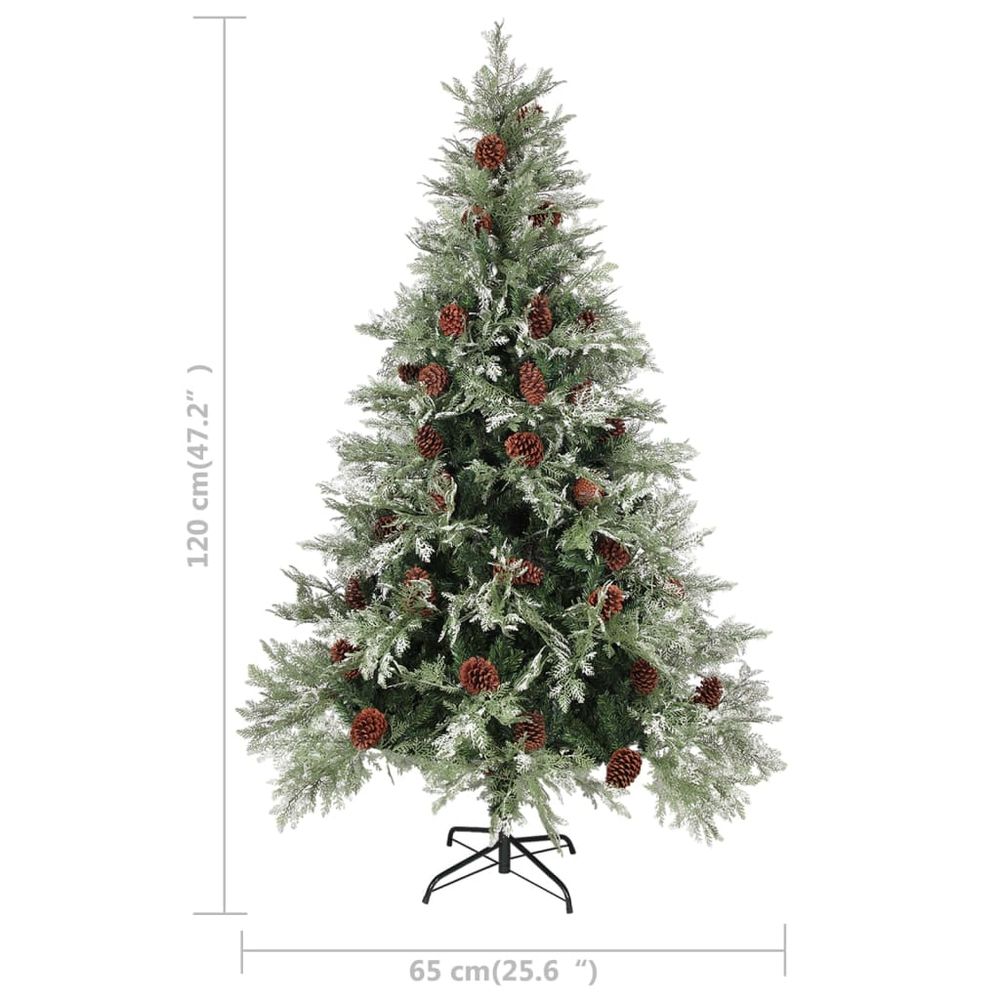 Christmas Tree with Pine Cones Green and White 120 cm to 225 cm PVC&PE - anydaydirect