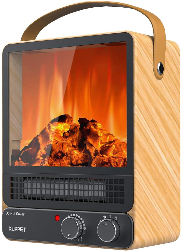 Space Heater, Energy Efficient Indoor Electric Fireplace Heater with Realistic Flame Effect 750W/1500W, Overheating Safety Protection, 2 Heating Powers, for Office & Bedroom & Living Room - anydaydirect