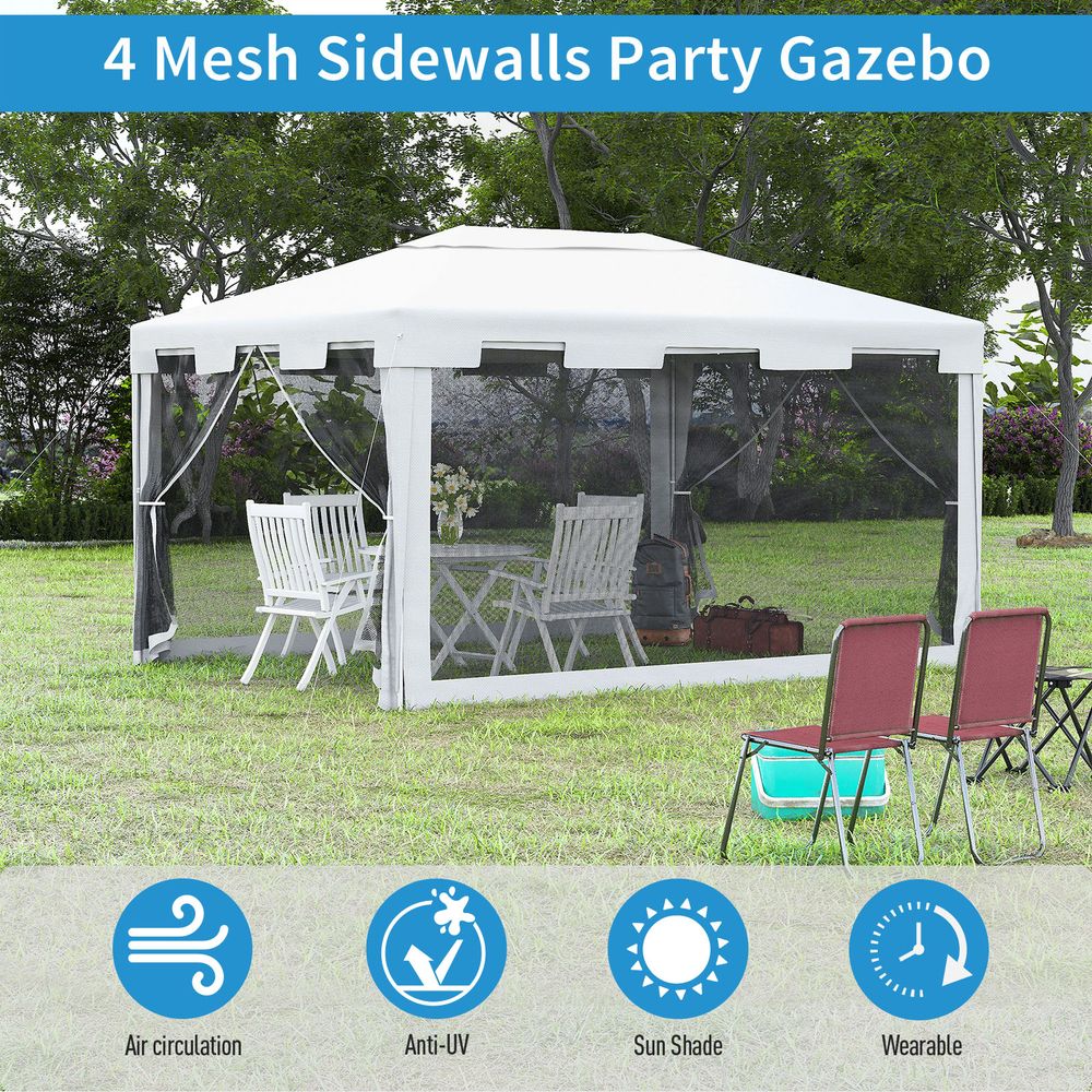 4x3 m Waterproof Gazebo Party Tent Garden Canopy Wedding Shelter -White/Black - anydaydirect