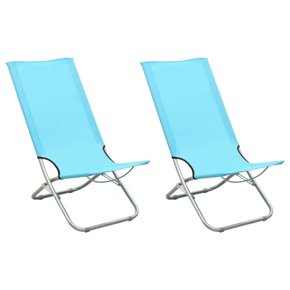 Folding Beach Chairs 2 pcs Blue Fabric - anydaydirect