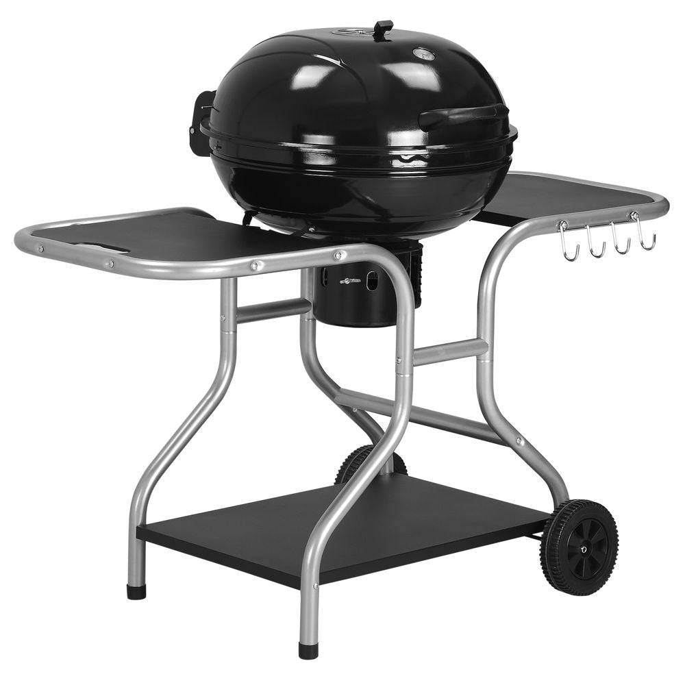 Outsunny Garden Charcoal Trolley Barbecue Gril lW/Wheels-Black - anydaydirect