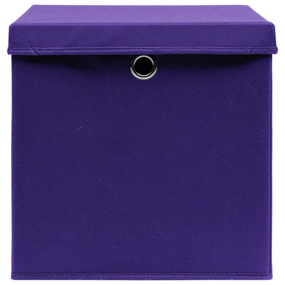 Storage Boxes with Lids 4 pcs Purple 32x32x32 cm Fabric - anydaydirect