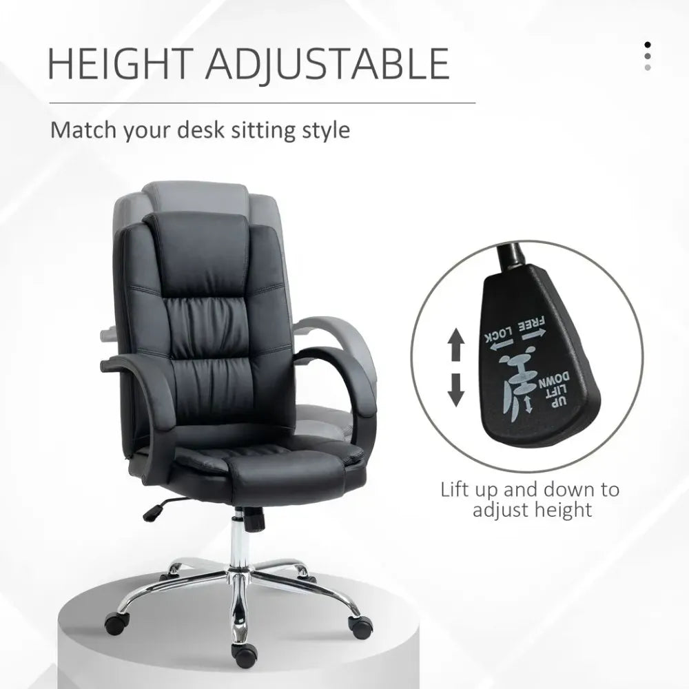 PU Leather Executive Office Chair High Back Height Adjustable Desk Chair, Black - anydaydirect