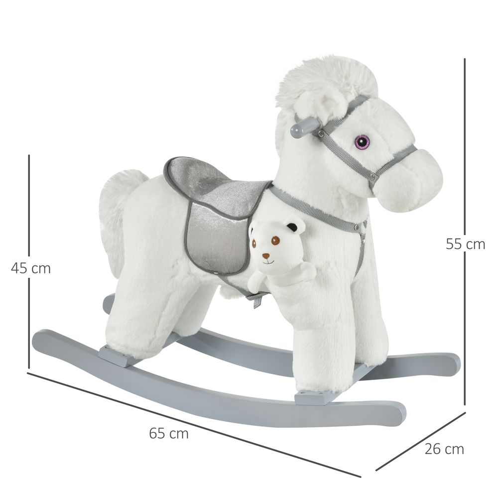 Kids Plush Ride-On Rocking Horse with Plush Toy Sound Handle Grip HOMCOM - anydaydirect