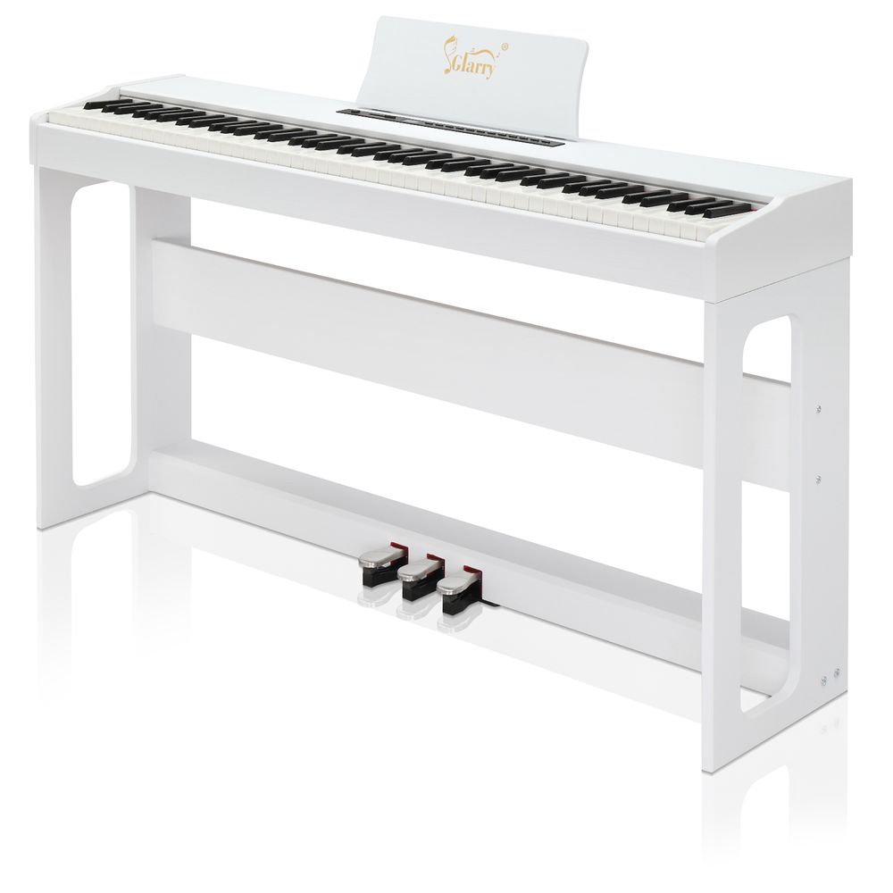 Glarry GDP-104 88 Keys Full Weighted Keyboards Digital Piano with Furniture Stand, Power Adapter, Triple Pedals, Headphone, for All Experience Levels White - anydaydirect