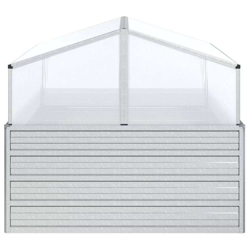 Garden Raised Bed with Greenhouse 100x100x85 cm Silver - anydaydirect