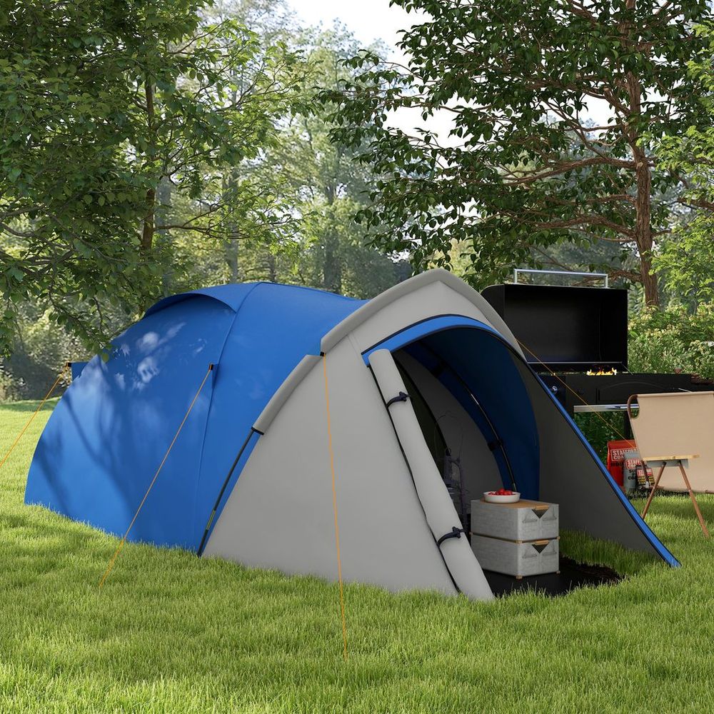 Outsunny Compact Camping Tent with Vestibule & Mesh Vents for Hiking Blue - anydaydirect