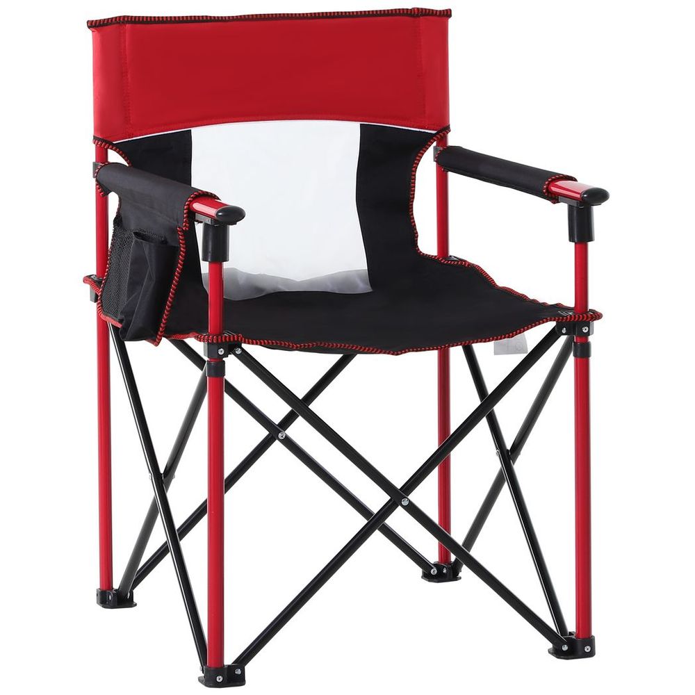 Outdoor Folding Fishing Camping Chair w/Cup Holder,Pocket,Backrest Red - anydaydirect