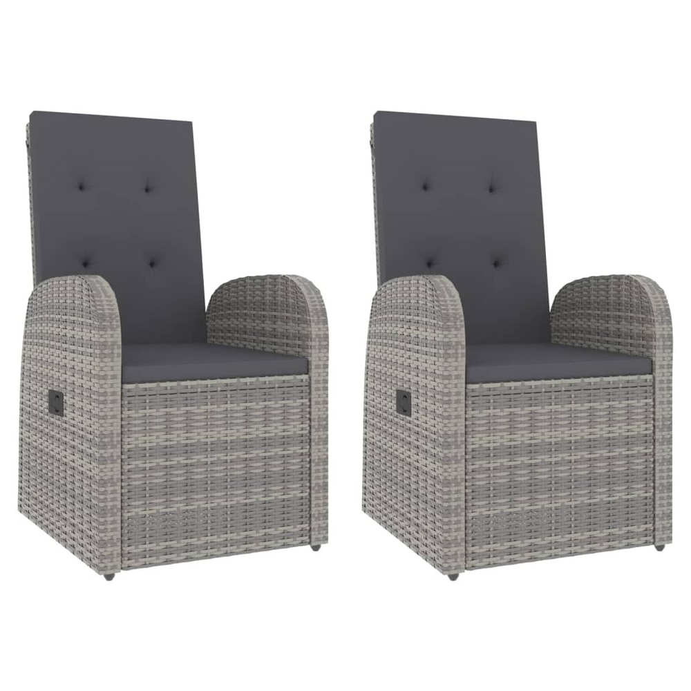 3 Piece Garden Lounge Set Grey Poly Rattan&Solid Wood Acacia - anydaydirect