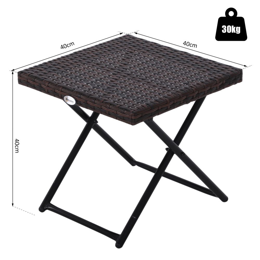 Folding Square Rattan Coffee Table Bistro Balcony Garden Steel Outdoor - anydaydirect