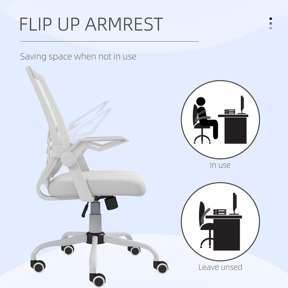 Vinsetto Mesh Swivel Office Chair Task Computer Chair w/ Lumbar Support, White - anydaydirect