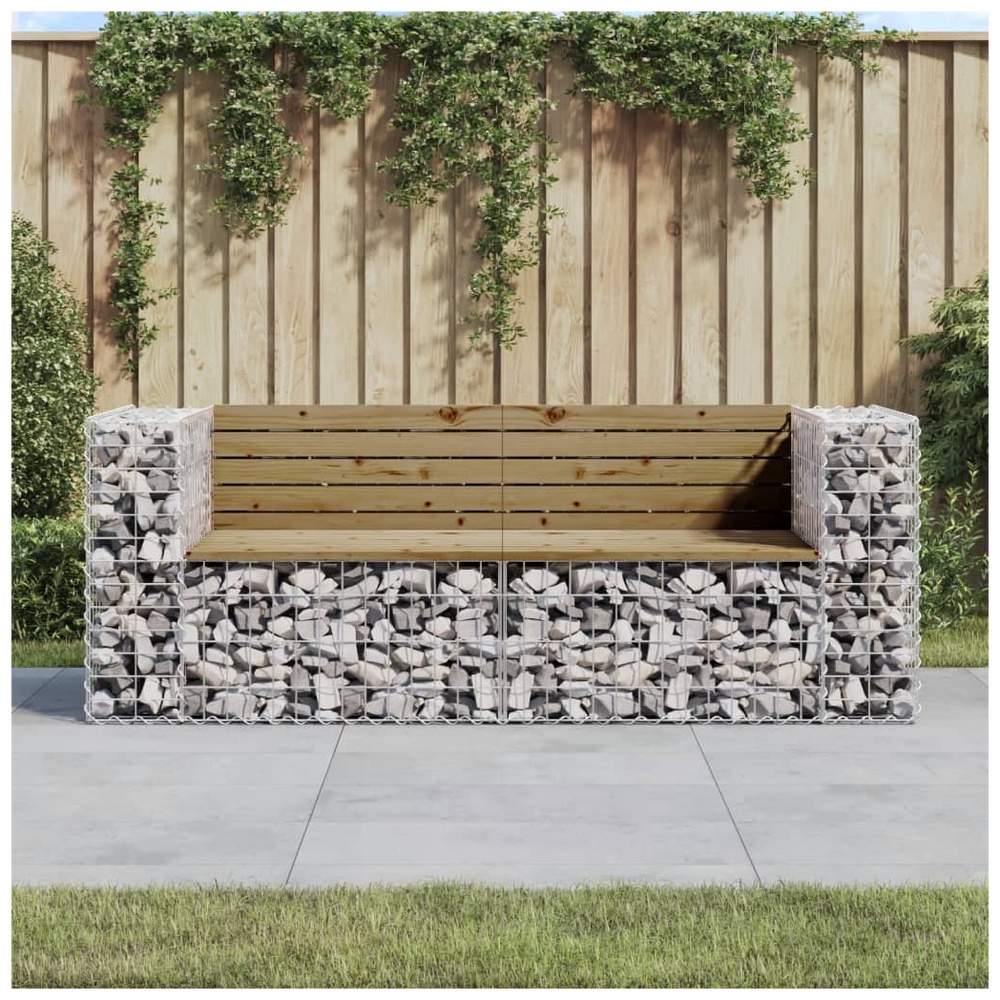 vidaXL Garden Bench Gabion Design 184x71x65.5 cm Impregnated Wood Pine - anydaydirect