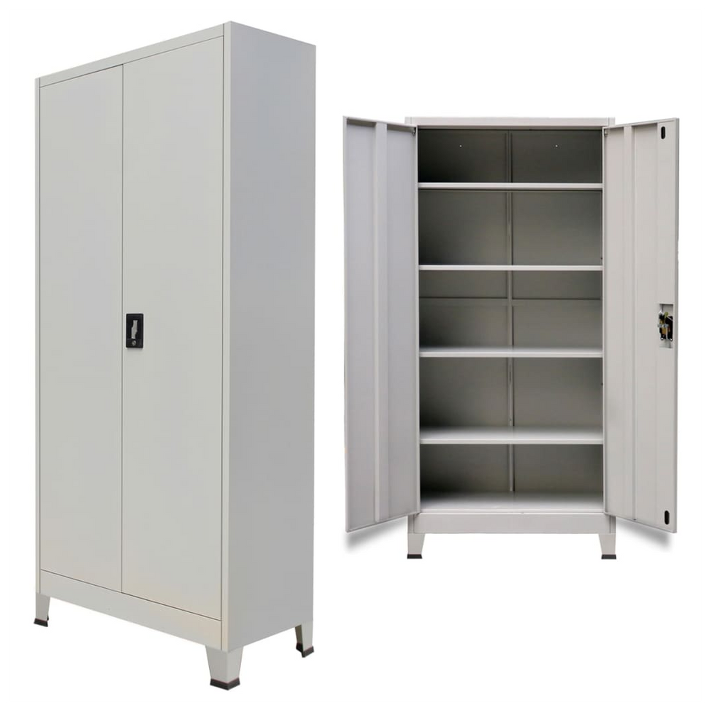 vidaXL Office Cabinet with 2 Doors Steel 90x40x180cm Grey - anydaydirect