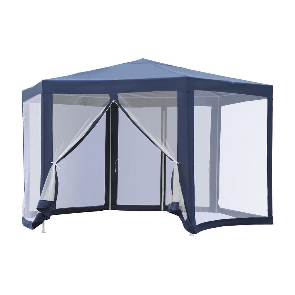 Hexagon Sun Shade Canopy Tent Protective Mesh Screen Walls & UV Protection - anydaydirect