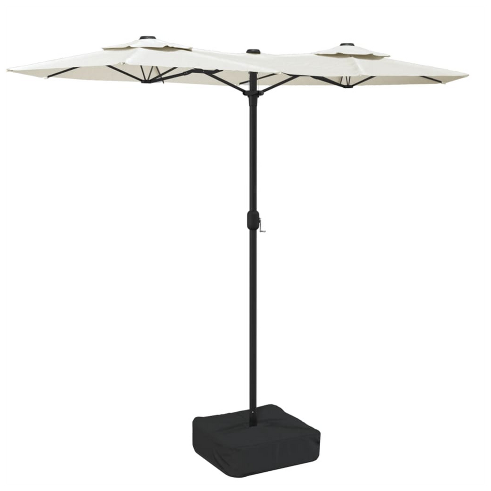 Double-Head Parasol with LEDs Sand White 316x240 cm - anydaydirect