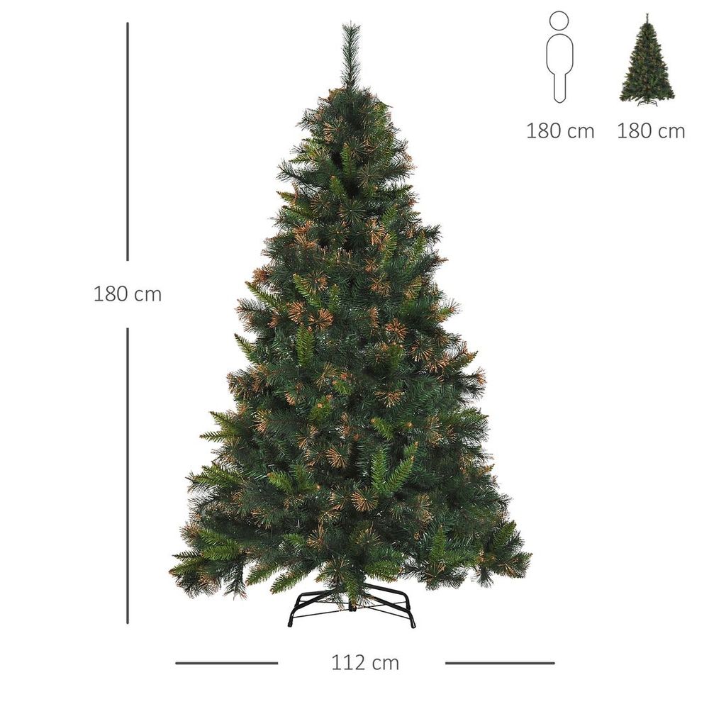 HOMCOM 6FT Pre-Lit Christmas Tree Artificial Spruce Tree Holiday D�cor Stand - anydaydirect