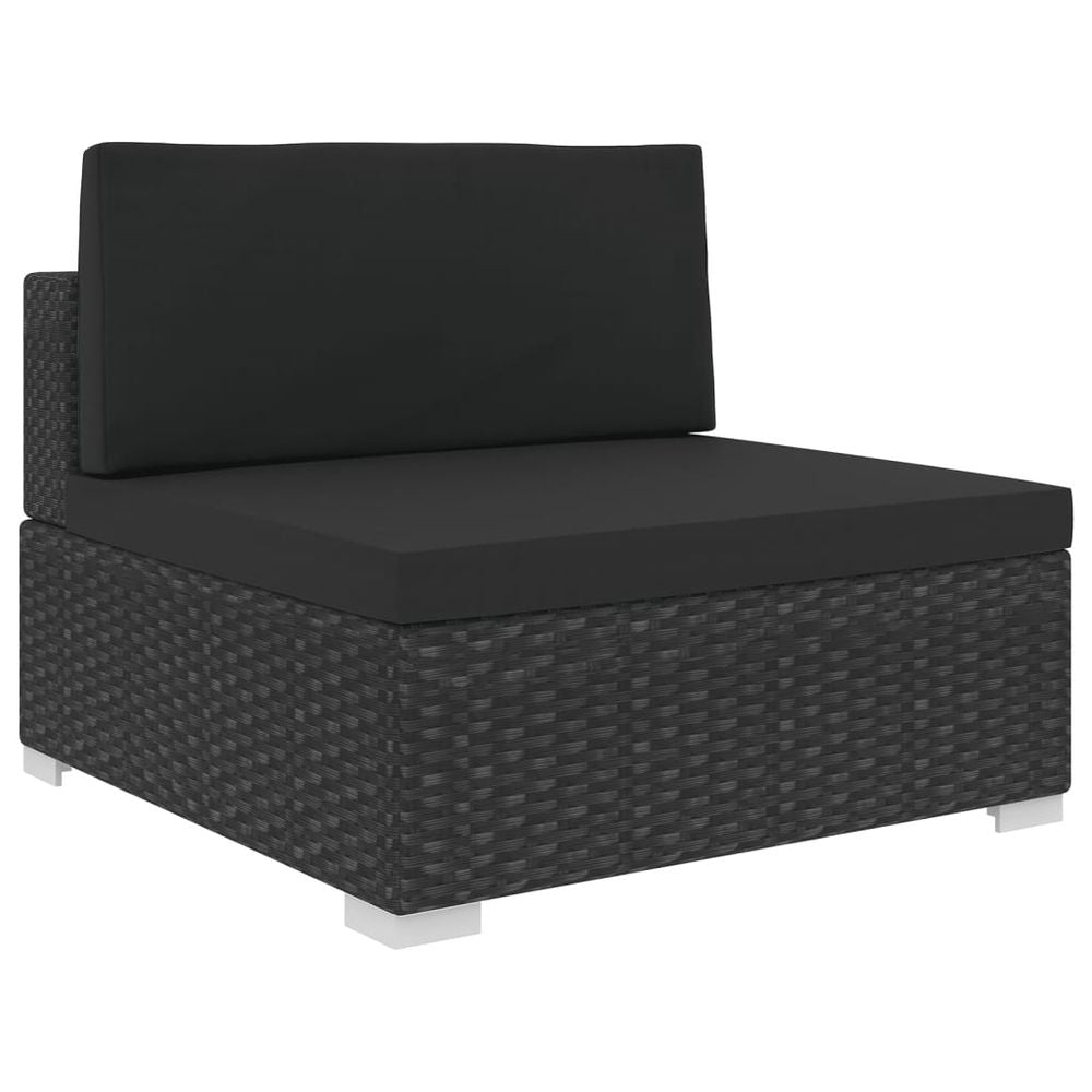 6 Piece Garden Lounge Set with Cushions Poly Rattan Black - anydaydirect