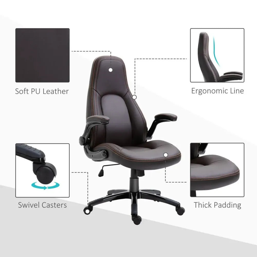 PU Leather Office Chair High Back Swivel Office Chair with Adjustable Height - anydaydirect