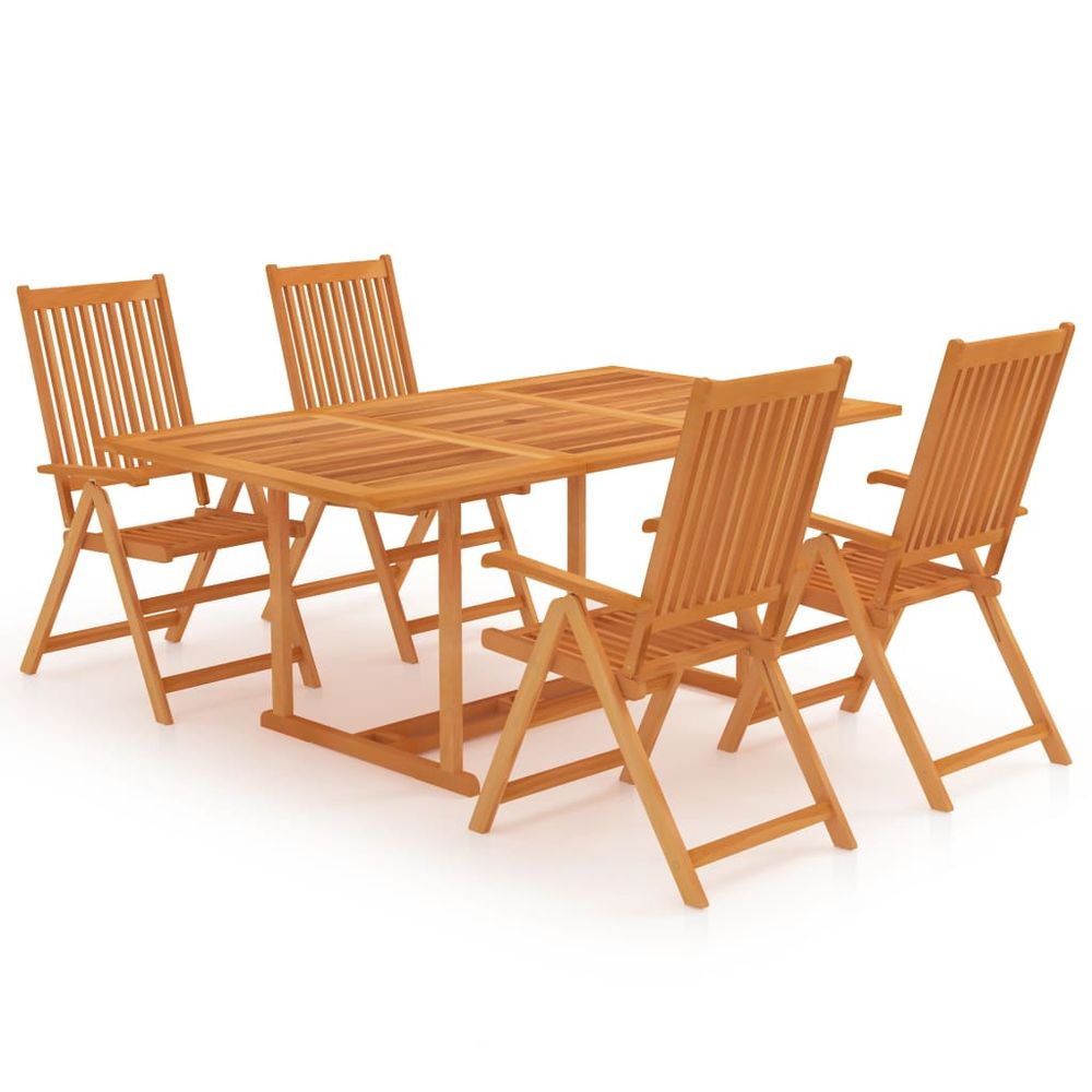 5 Piece Garden Dining Set Solid Teak Wood - anydaydirect