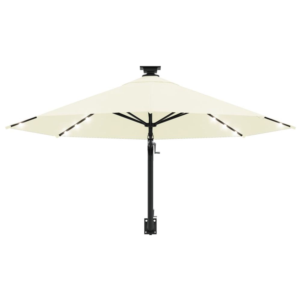 Wall-mounted Parasol with LEDs and Metal Pole 300 cm - anydaydirect